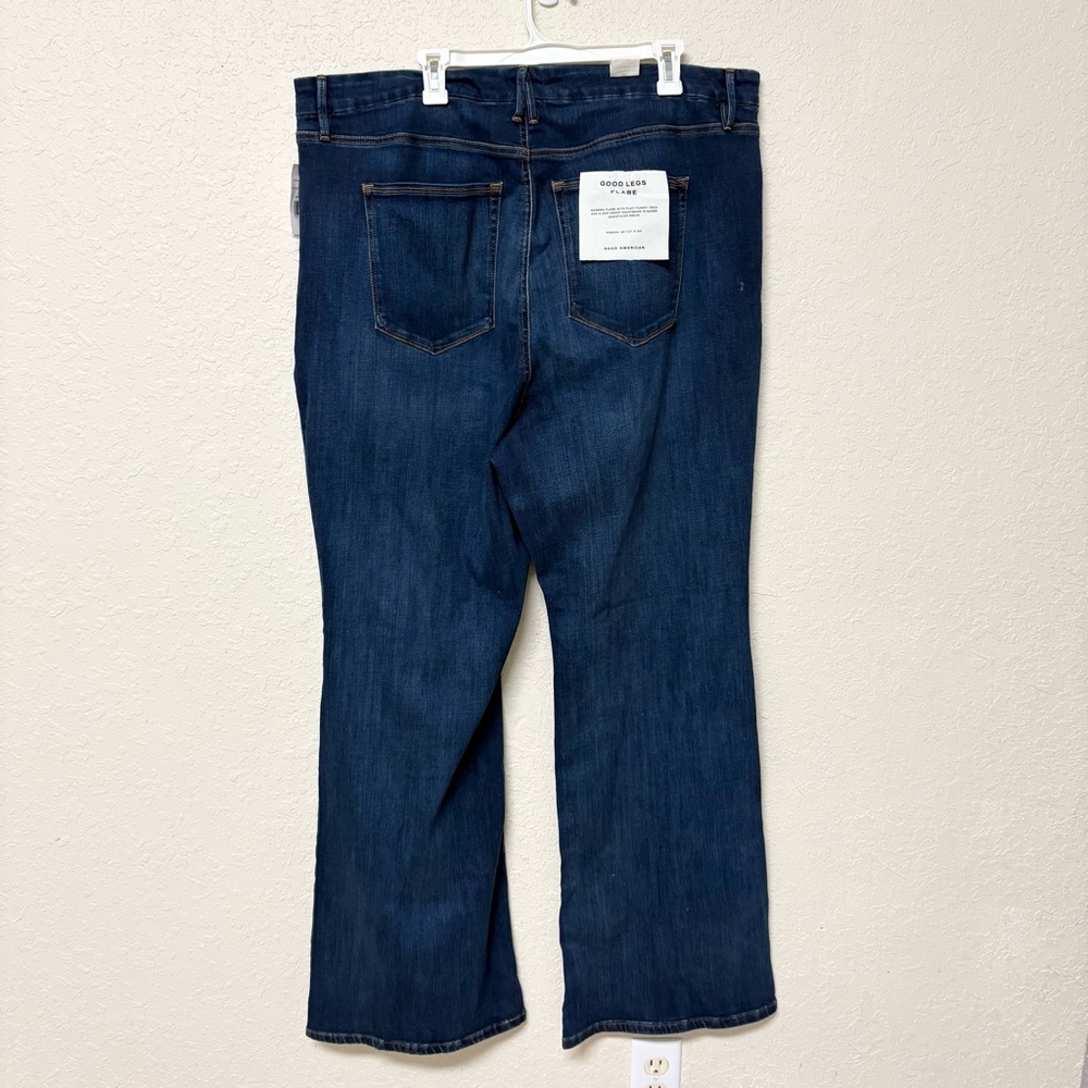 NWT Good American Women's Good Leg Flare Denim Blue Jeans Plus Size 26 - Picture 3 of 7